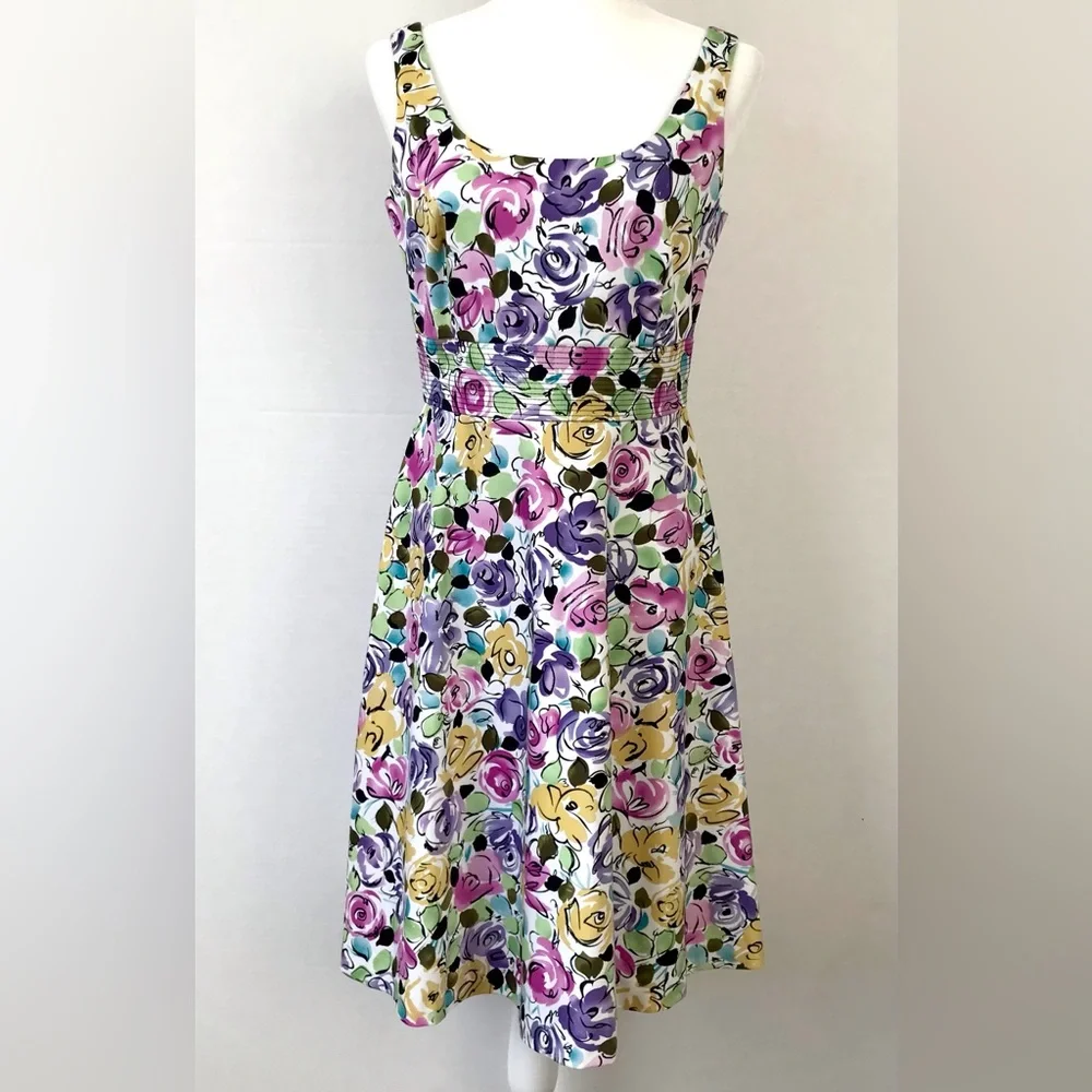 Donna Ricco Multi Color Abstract Floral Flowers Sleeveless Dress - Picture 6 of 10